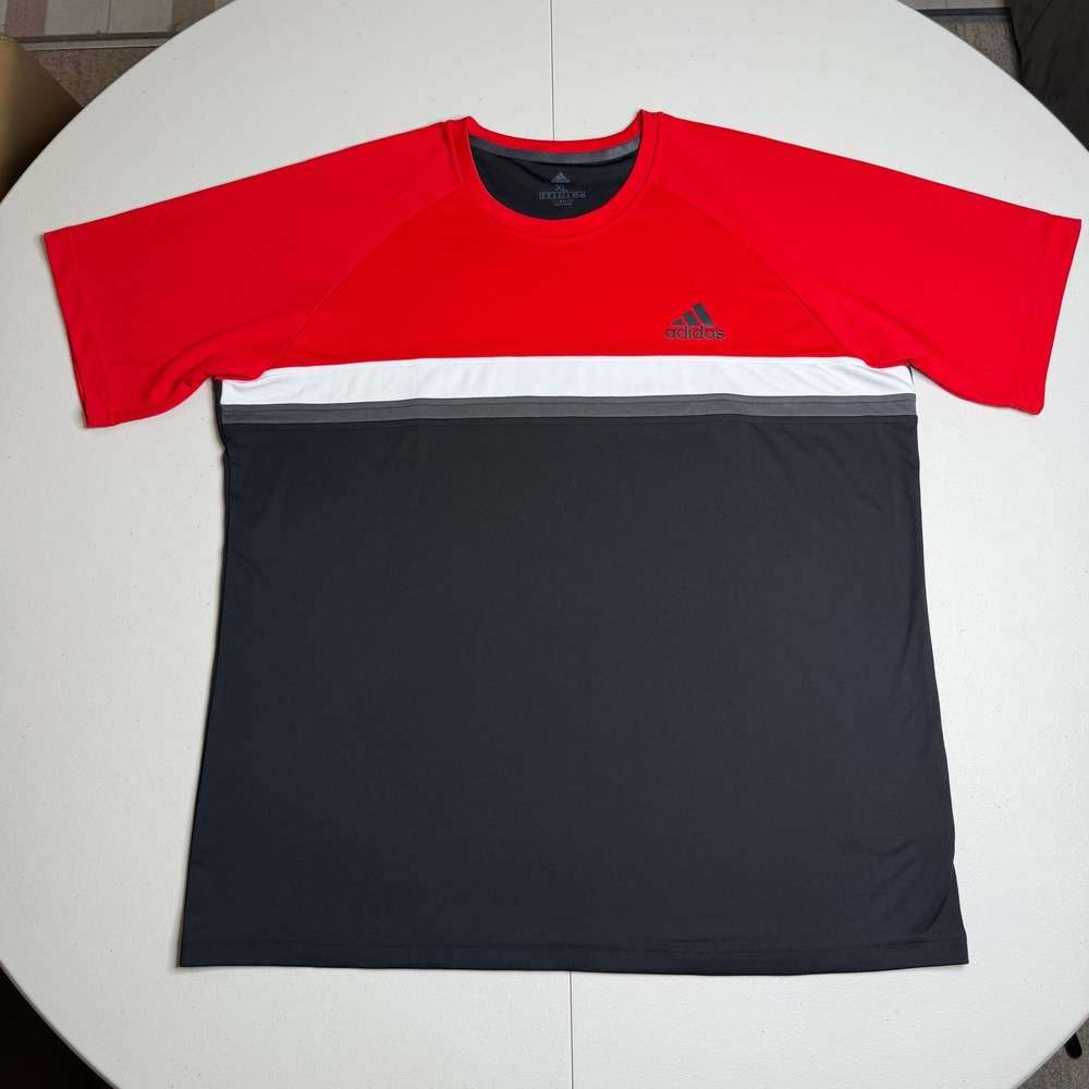 Adidas Mens XL Climalite Colorblock Performance T-Shirt Red Black White